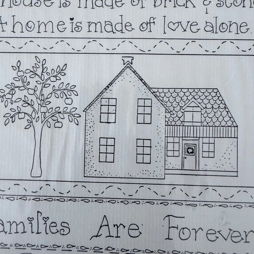 Vintage 1991 Watercolor Memories Darcy Christensen Home Sweet Home Art Sketch